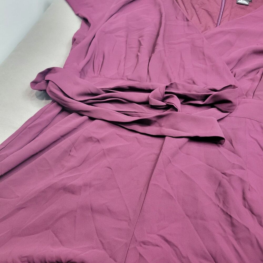 City Chic Plum Short Sleeve Wrap Romper With Tie Waist XL 22 Polyester Womens Fa - Picture 10 of 11